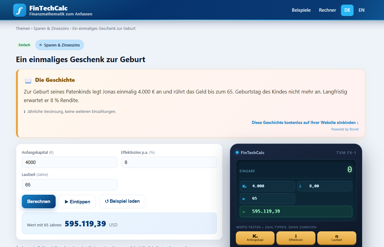 Finanz Taschenrechner Screenshot
